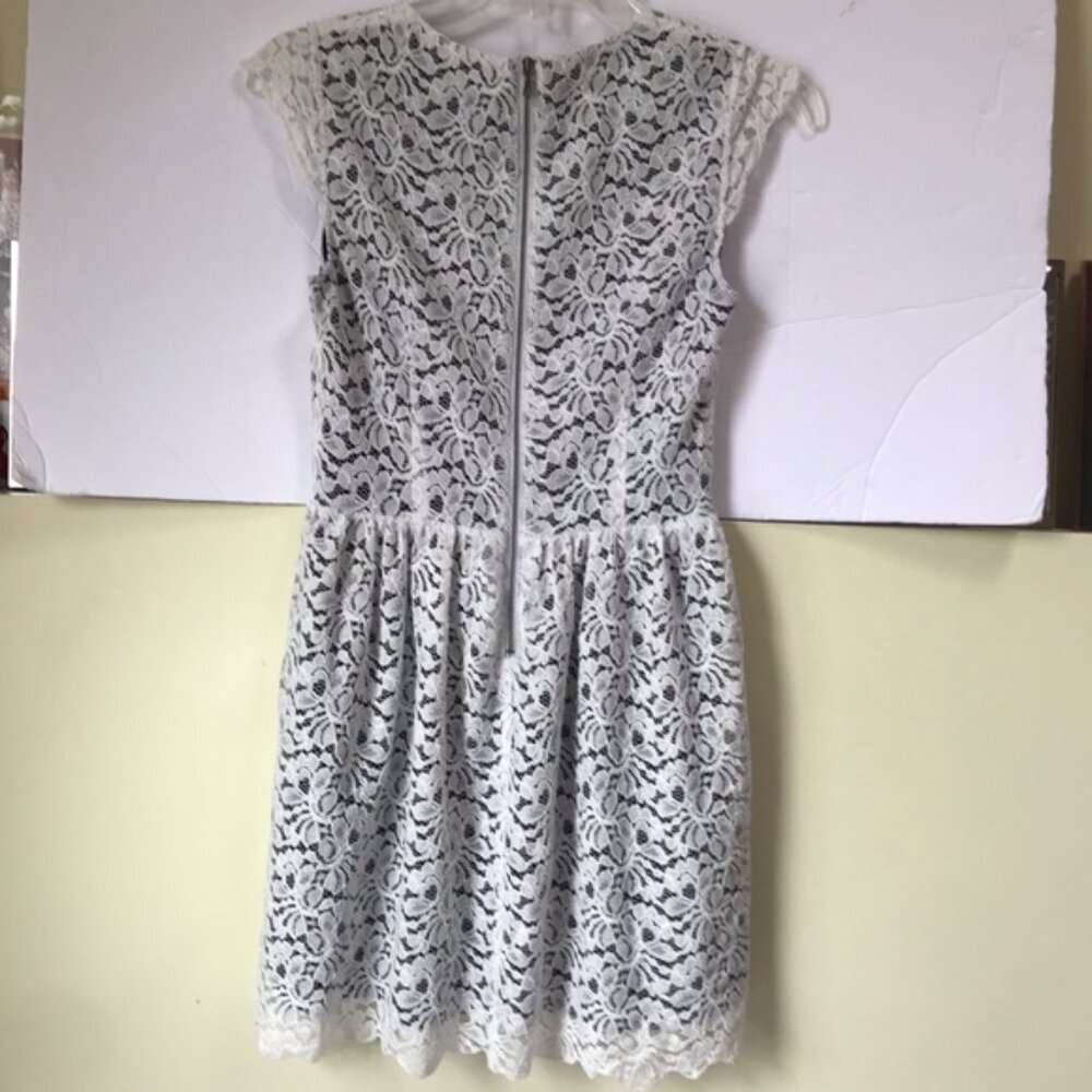 Aritzia Wilfred Talula Belgravia Lace Mini Dress Lined Back Zip Cap Sleeves Crew - Picture 4 of 16